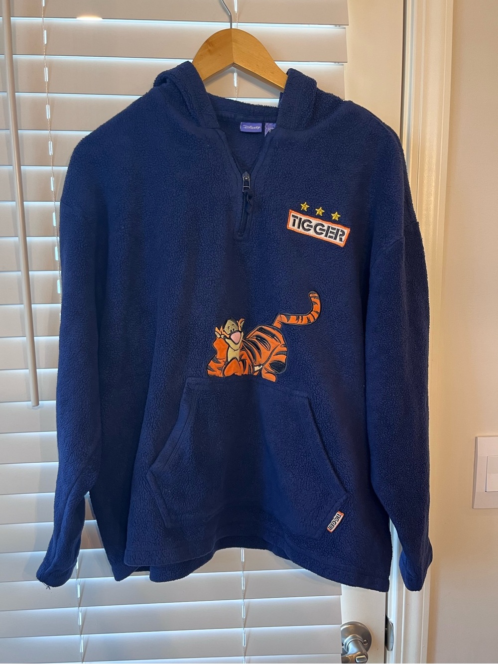 Vintage Disney Navy Tigger Half-Zip Fleece Hoodie XL